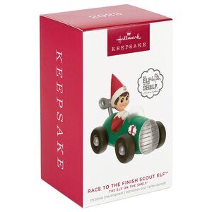 New! Elf on the Shelf Hallmark Keepsake Christmas Ornament 2023 Race Car Scout